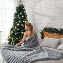 Cozy Bliss Faux Fur Throw Blanket for Couch, Fuzzy Soft Plush Thick Bubble Blanket for Sofa Bedroom Living Room, 108 * 90 Inches Light Grey by CozyNest Decor