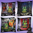 Halloween Lighted Garden Flag for Outside, Witch Feet Shape Flag Yard Decor, 8 Modes Double Sided Cauldron Eyeball Black Cat Outdoor Hlloween Decorations for Home Porch (Warm White-28x40) by CozyNest Decor