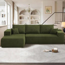 104" Cloud Sectional Couches for Living Room,L Shaped Boneless Couch in A Box,Sleeper Sofa with Comfy Chaise No Assembly Required,Green by CozyNest Decor