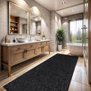 CAMILSON Indoor and Outdoor Runner Rug Dark Gray Black Solid Boho Woven Design Easy-Cleaning Non Shedding Farmhouse Living Room Bedroom Garden Patio and Kitchen Washable Outside Carpet Alfombras (2x7) by CozyNest Decor