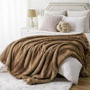 BATTILO HOME Luxury Camel Faux Fur Throw Blanket, Soft Cozy Warm Mink Fur Blanket for Bed, Home Decor, Large Striped Fur Blankets and Throws Faux, 60"x80" by CozyNest Decor