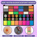 42 Colors Kids Face Painting Kit,Non Toxic Water Activated Face Paint Palette with 5 Reusable & 45 Sticky Stencils,11 Brushes,2 Gems.Ideal for Mardi Gras,Halloween,Christmas,makeup,Parties,Makeup etc. by TinyTreasures Baby Boutique