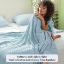 PHF Cooling Waffle Blanket King Size, Lightweight 60% Rayon Derived from Bamboo & 40% Cotton Breathable Blanket for Hot Sleepers, Soft and Luxury for Bed Couch and Sofa,104"x90",Sky Blue by CozyNest Decor