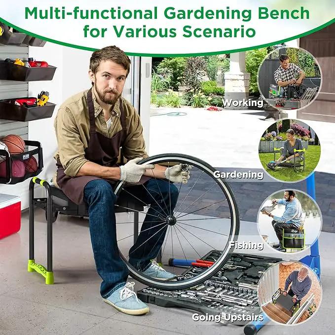 10.8” Wide Garden Kneeler and Seat, Heavy Duty Foldable Gardening Stool with Tool Belt Pouch, Included Thickened Kneeling Pad, Portable Gardening Bench Chair for Seniors & Parents, photo 4 of 8