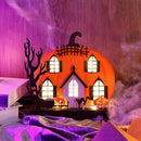 Lulu Home Halloween Tabletop Decoration, Wooden Lighted Pumpkin House Decoration Ornaments, Battery Operated Halloween Sign Indoor Fireplace Desk Kitchen Table Ornament, 9 x 9 x 2.1 INCH by CozyNest Decor
