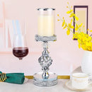 Hanjue Crystal Candle Holders for Pillar Candle, Metal Crystal Candle Holder for Home Decor, Centerpieces, Coffee Dining Table CH0509 (Silver (M)) by CozyNest Decor