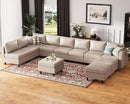 Oversized 172.5" Faux Leather Modular Sectional Sofa, Modern Large 11 Seater U Shaped Couch with Storage Seat with Reversible Chaise Deep Seat for Living Room DIY Combination - Whitesand by CozyNest Decor