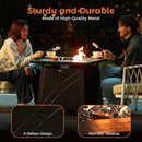 BALI OUTDOORS Gas FirePit Table, 28 inch 50,000 BTU Square Outdoor Propane Fire Pit Table with Lid and Blue Fire Glass by GreenHaven Gardens