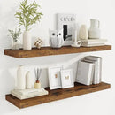 36 Inch Floating Shelves, 9.3 Inch Deep Rustic Wall Shelves - Extra Deeper Wall Mounted Storage Shelves for Bathroom, Kitchen, Living Room (Brown, Set of 2) by CozyNest Decor