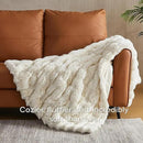 JELLYMONI Faux Fur Throw Blanket, White Fuzzy Cozy Plush Bubble Bed Blanket, Thick and Warm King (108" x 90") by CozyNest Decor