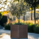 LEWIS&WAYNE Large Square Planter Box Handmade Wicker Tall Planters for Outdoor Plants with Removable Liners Modern Planter for Indoor Outdoor Garden Patio Front Porch - Brown, 17''x17''x18'' by CozyNest Decor