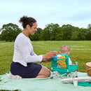 Bright Starts Pop 'N Sit Portable Booster, Indoor/Outdoor Use, Floor Seat with Feeding Tray, Teal, 6 Mos - 3 Yrs by TinyTreasures Baby Boutique