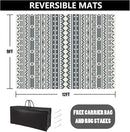 RV Waterproof Mat Outdoor Rugs 9'x12' for Patios Clearance Carpet Camping, Large Plastic Straw (9x12ft Geometric Boho Grey&White) by GreenHaven Gardens