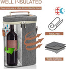ZORMY 2 Bottle Insulated Wine Tote Bag, Wine Carrier Travel Padded Cooler Bag with Shoulder Strap & Corkscrew Opener, Perfect Wine Lover's Gift, Great for Picnics Grey by TinyTreasures Baby Boutique