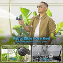 Retractable Garden Hose Reel - 5/8 inch x 90 ft Wall Mounted Hose Reel with 10 Pattern Nozzle & Any Length Lock, Heavy Duty Water Hose Supports Automatic Rewind & 180° Swivel, Black by GreenHaven Gardens