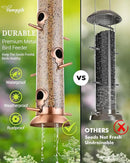 Metal Tube Bird Feeders for Outdoors Hanging,Finch Feeders for Outside,All Metal Brushed Copper Finishing,14 Inch 6 Port (Seed is not Included) by CozyNest Decor