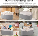 OIAHOMY 95L Blanket Basket, 24”x17”x14”, Large Woven Baskets for Storage, Nursery Cotton Rope Basket with Handle, Living Room, Nursery, Bedroom,Toy Baskets Organizer Bins, Grey & White by TinyTreasures Baby Boutique