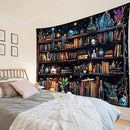 HVEST Magic Bookshelf Wall Tapestry Vintage Bookshelf Witchy Books Plant Skull Gothic Halloween Tapestry Wall Hanging Starry Sky Tapestries for Bedroom Living Room Dorm, 70.9L x 92.5W Inches by CozyNest Decor