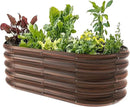 4x2ft Oval Galvanized Raised Garden Bed Kits 16" Tall Outdoor Large Metal Modular Planter Box 9-in-1 Raised Beds for Gardening,Vegetables,Fruits,Flowers & Herbs (Brown) by GreenHaven Gardens