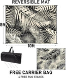 Outdoor Rug Waterproof for Patios Clearance, Reversible Outdoor Plastic Straw Rug Camping Carpet, Outside Floor Mats Large Area Rugs for RV,Patio,Deck,Porch,Beach, Balcony，8'x10',Black&Beige by GreenHaven Gardens
