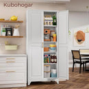 75" Kitchen Pantry Cabinet, White Metal Storage Cabinets with 2 Doors and 4 Adjustable Shelves, Tall Pantry Storage Cabinet for Kitchen, Dining Room, Living Room by CozyNest Decor