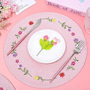 Whaline 4Pcs Round Placemats Spring Flower Embroidered Place Mats Pink Floral Dinner Table Mats for Home Holiday Wedding Bridal Baby Shower Birthday Party Decor by CozyNest Decor