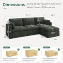 HONBAY Modular Sectional Couch with Storage Seats, L Shaped Sectional Sofa with Storage, Chenille Sectional Couches for Living Room, Green by CozyNest Decor