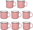 Set of 8 Ceramic Campfire Mugs – 15 Oz, Pink – Coffee & Tea Cups for Home, Work, Travel, Camping – Customizable, Great for DIY, Events, Companies by CozyNest Decor