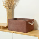 TheWarmHome Decorative Basket Rectangular Fabric Storage Bin Organizer Basket with Handles for Clothes Storage (Brown, Large-1Pack,15L*10.5W*8H) by TinyTreasures Baby Boutique