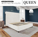PaPaJet Bed Frame Queen Size Upholstered Platform Bed with 52.8'' Tall Sleigh Headboard, Button Tufted, No Box Spring Needed, Easy Assembly, Cream by CozyNest Decor