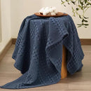 PHF 100% Cotton Waffle Weave Throw Blanket, Soft Lightweight Breathable Cozy Summer Throws for Couch Bed Sofa, Luxury Aesthetic Woven Blanket for Home Decor & Office, 50"x60", Dark Navy by CozyNest Decor