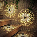 4 Pack Solar Fence Lights Metal Solar Powered Outdoor Wall Deck Step Lights Mandala Theme Waterproof Fence Light for Garden Post Patio Backyard Decor (4 Pack) by CozyNest Decor
