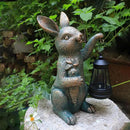 Solar Garden Statues -Rabbit Lantern Outdoor Handmade Resin Statue with LED Light, Cute Carrot Holder for Patio, Yard, Gift Ideas (rabbit2) by CozyNest Decor