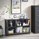 Farmhouse 6 Cube Bookshelf, Black Storage Organizer Bookcase, Kids Toy Storage Cabinet, Long Bookshelves Storage Organizer Shelf, Wood Display Cabinet Book Shelves for Bedroom,Living Room,Office by CozyNest Decor