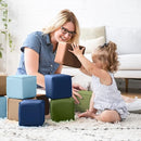 ECR4Kids SoftZone Patchwork Toddler Building Blocks, Foam Cubes, Earthtone, 12-Piece by TinyTreasures Baby Boutique