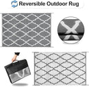 OutdoorLines Outdoor Plastic Area Rugs for Patio 5x8 ft - Reversible Outside Carpet, Stain & UV Resistant RV Mats, Straw Rug for Camping, Deck Garden, Porch and Balcony, Moroccan Grey & Light Grey by GreenHaven Gardens