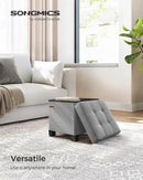 SONGMICS Storage Ottoman, Small Ottoman Foot Rest with Legs, 15 x 15 x 15.7 Inches Foot Stool, Load up to 660 lb, for Living Room, Bedroom, Dorm, Dove Gray ULSF014G02 by CozyNest Decor