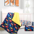 Cloele Crib Bedding Set for Boys,3 Piece Dinosaur Crib Bedding Set,Include Soft Baby Comforter,Breathable Fitted Sheet & Pillowcase,Navy Blue Nursery Baby Bedding for Boys by TinyTreasures Baby Boutique