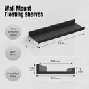 RICHER HOUSE 5 Set Floating Wall Mounted Shelves, Black Shelves for Wall Decor, Modern Picture Ledge Shelf with Lip for Storage, Nursery, Bedroom, Living Room, Bathroom - Black by CozyNest Decor