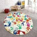 STARUIA Colorful Round Kids Rug 5 Ft, Machine Washable Rug for Playroom, Non-Slip Circle Rugs for Classroom, Soft Circular Carpet Handprints and Footprints Play Mat for Nursery Bedroom Preschool by CozyNest Decor