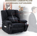 Oversized Power Recliner Chair 350lb with Hidable Cup Holders, Extra Wide Large Big Electric Recliner Chair with Lumbar Support Pillow Nursery Chair Living Room (Power, Black) by CozyNest Decor