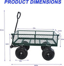 Heavy Duty 400 Lbs Capacity Mesh Steel Garden Cart Folding Utility Wagon with Removable Sides Multi-Purpose by GreenHaven Gardens