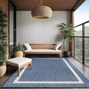 Bordered Outdoor Rug 9x12 Washable Outside Carpet for Indoor Patio Porch Waterproof Easy Cleaning Non Shedding Area Rugs Blue 9 x 12 by CozyNest Decor