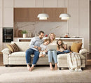 LINSY HOME Modular Sectional Sofa - 123'' Comfy Corduroy Cloud Sofa Oversized L Shaped Couch with Movable Ottoman, Soft Modern Sofa for Living Room Apartment, Beige by CozyNest Decor