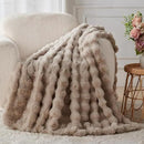 Lotus Karen Faux Fur Throw Blanket Linen - 800 GSM Bubble Rabbit Fluff Blanket for Couch Bed Sofa,Softest Fluffy Fuzzy Cozy Blanket,Thick Furry Plush Shaggy Warm Blankets for Women,50x60 Inches by CozyNest Decor