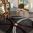Rugshop Modern Wavy Circles Design 6' 6" (6' 6" Diameter) Red by TinyTreasures Baby Boutique