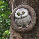 Baby Owl Resin Tree Face, Owlet Tree Hugger, Outdoor Sculpture for Tree Decorations, Whimsical Owl Garden Ornament, Tree Statue Peeker, Patio Yard Lawn Porch Decor, Durable & Waterproof Garden Present by GreenHaven Gardens