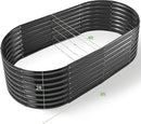Land Guard Galvanized Raised Garden Bed, 8x4x2ft Planter Boxes Outdoor, Oval Larger Metal Planter Boxes for Vegetables, Fruits, Flowers (Grey) by GreenHaven Gardens