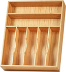 Umilife Kitchen Drawer Organizer, 12.5 Inch Silverware Utensil Tray Holder, Extra Deep, with Non-Slip Feet & Grooved Drawer Divider, 7 Slots Total Bamboo Wood Caddy for Flatware Cutlery Knives by CozyNest Decor
