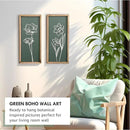 3D Floral Green Wall Art (Set of 2) Lightweight, Wooden Ready-to-Hang Boho Framed Wall Art for Bathroom, Bedroom, Living Room or Office – Premium Sage Green Farmhouse Decor – Gift-Boxed by CozyNest Decor